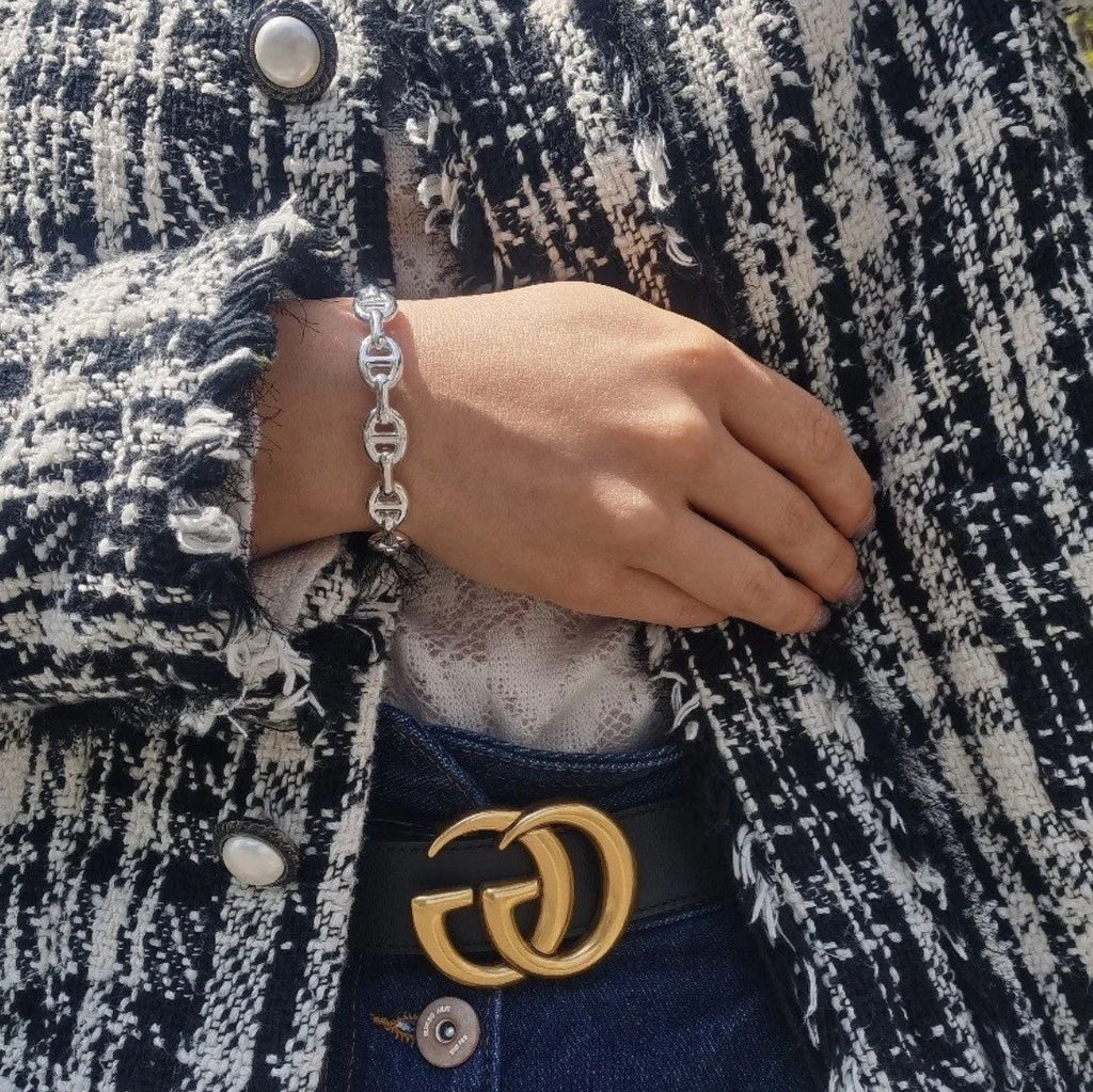 18K Chaine Open Cuff Hermes Bracelet