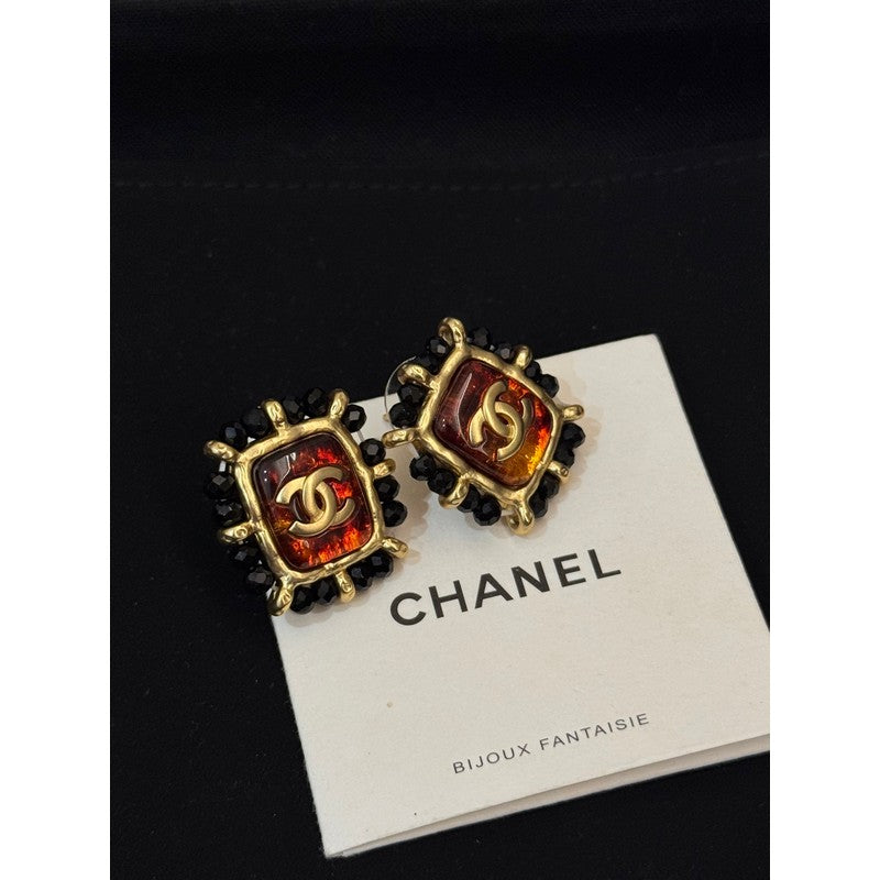 18K Chanel Red & Yellow Earrings