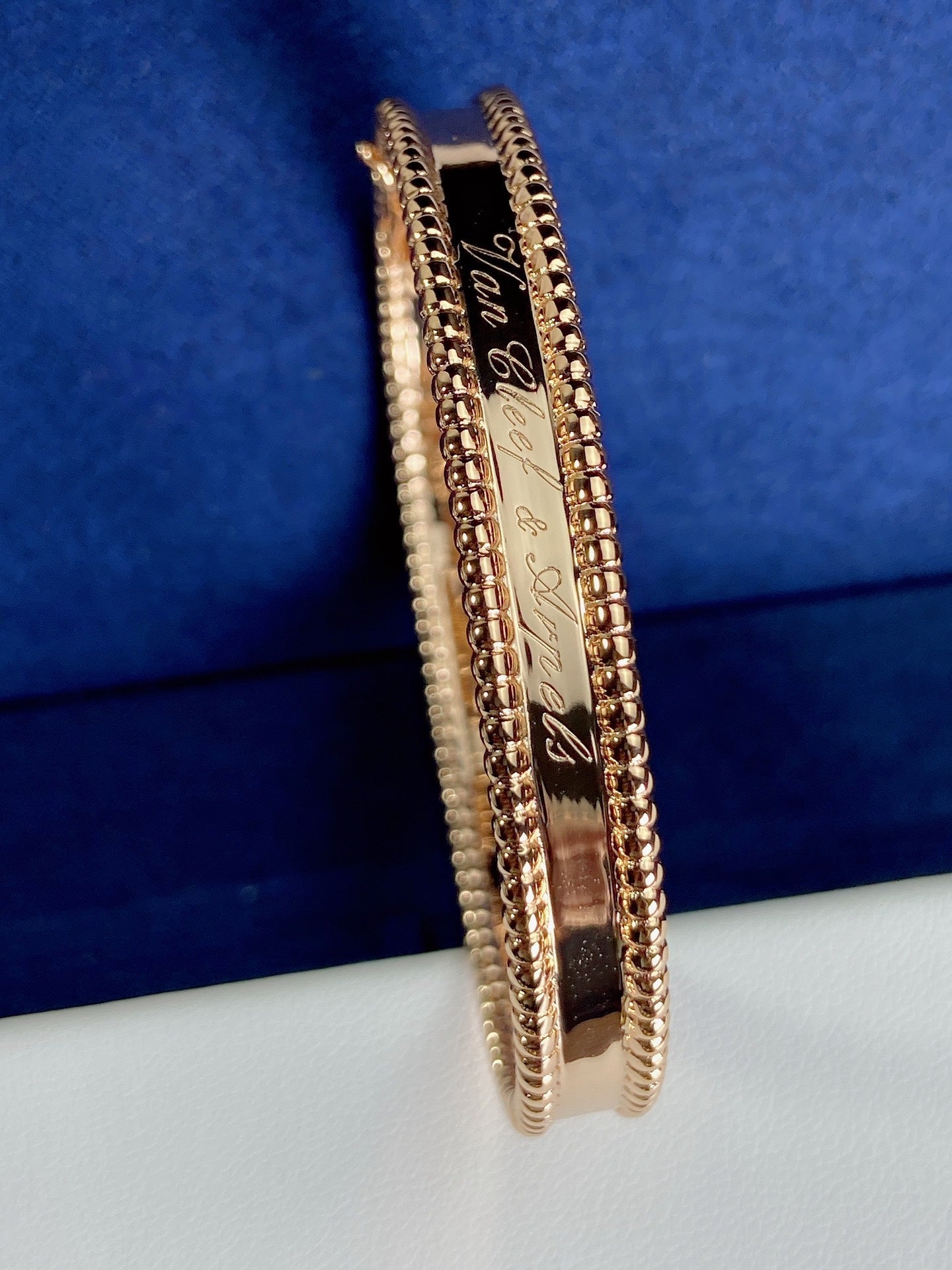 18K Van Cleef & Arpels Rose Gold Perlee Signature Bracelet