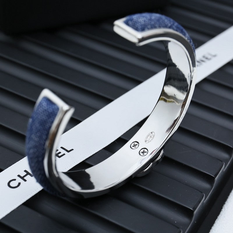 18K Chanel Denim Blue Cuff Bracelet