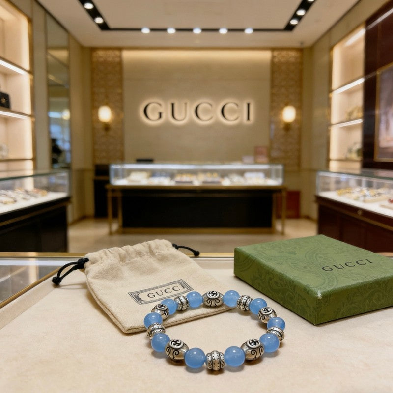 18K Gucci Anger Forest Blue Bead Chain Bracelet