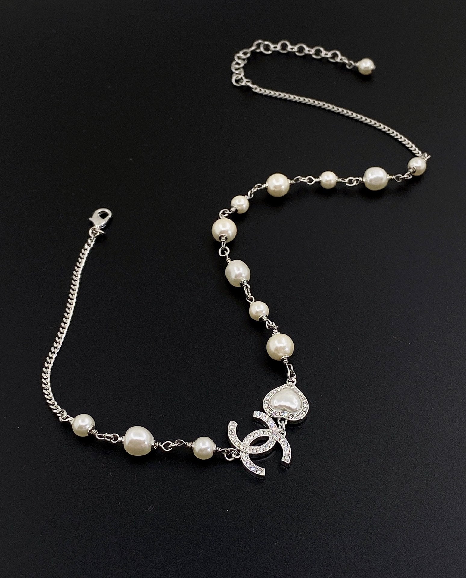 18K Chanel Pearls Crystals Necklace