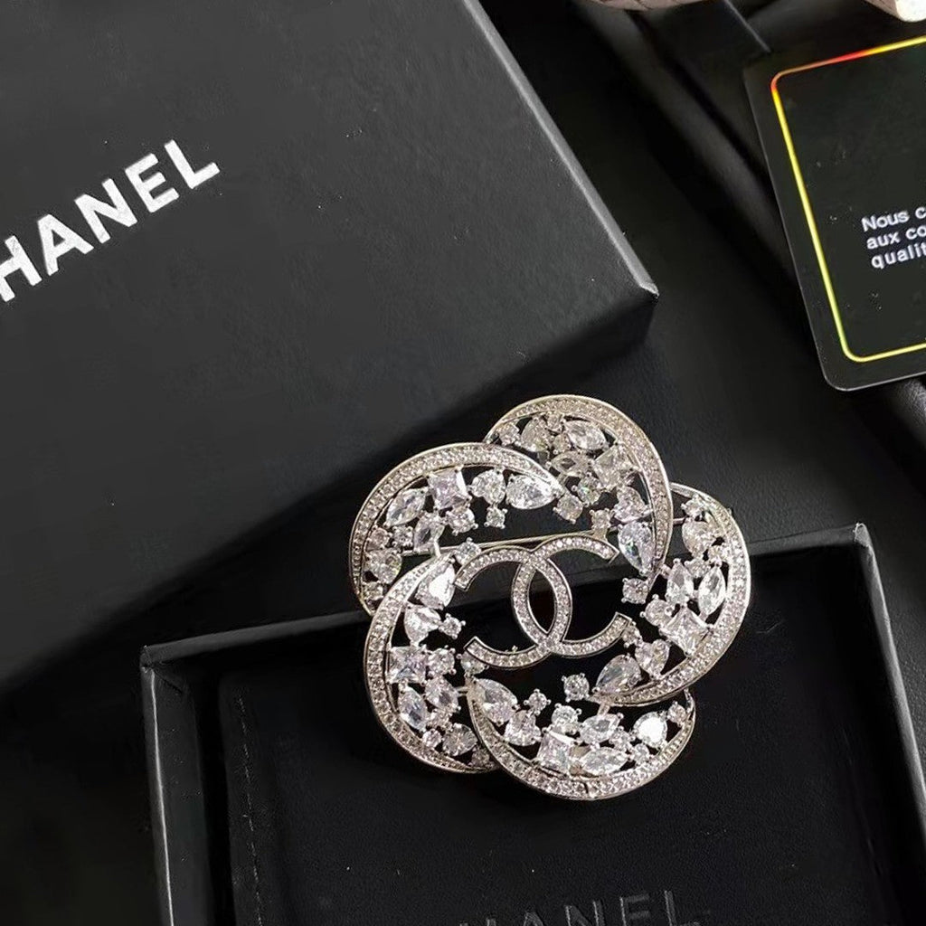 18K Chanel Camellia Diamond Brooch