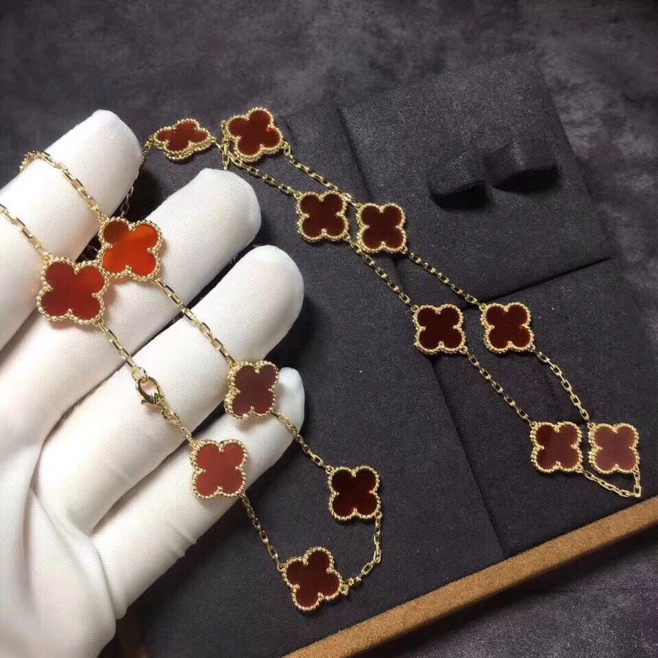 18K Van Cleef & Arpels Vintage Alhambra 20 Motifs Long Necklace