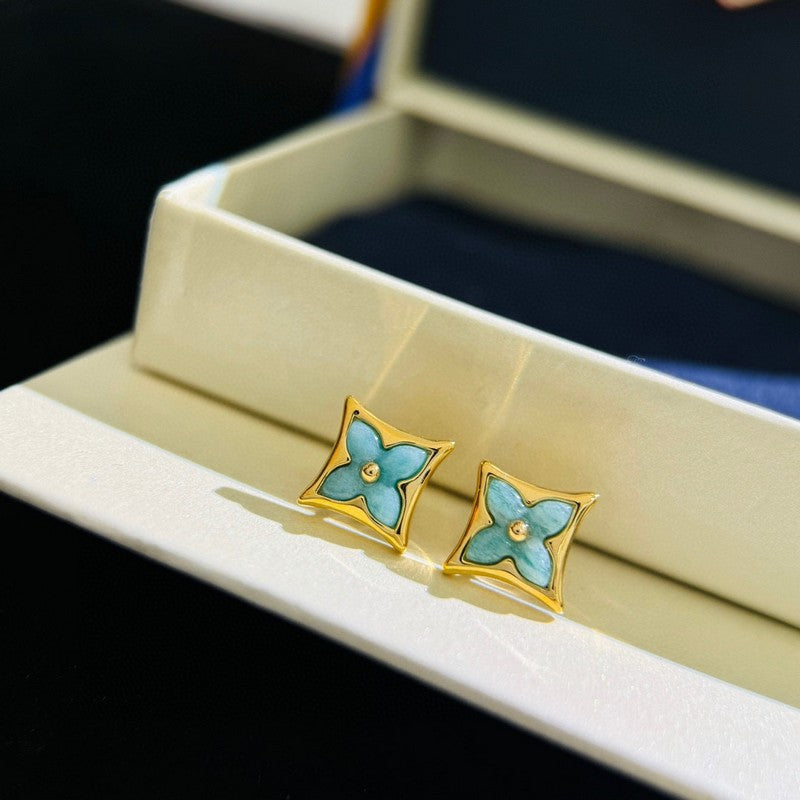 18K Louis Vuitton Blue Color Blossom BB Star Earrings