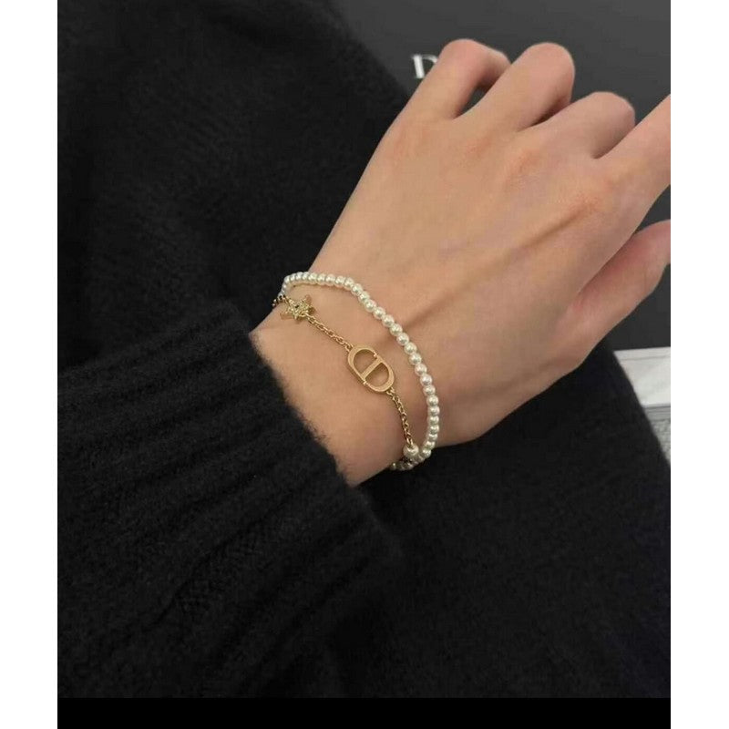 18K Dior Pearls Gold Chain Bracelet