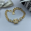 18K Chanel Box Pendant Pearl Bracelet