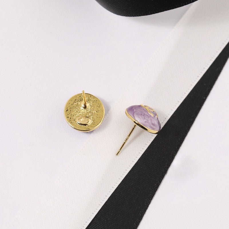 18K Chanel Purple & Pink Gold Earrings