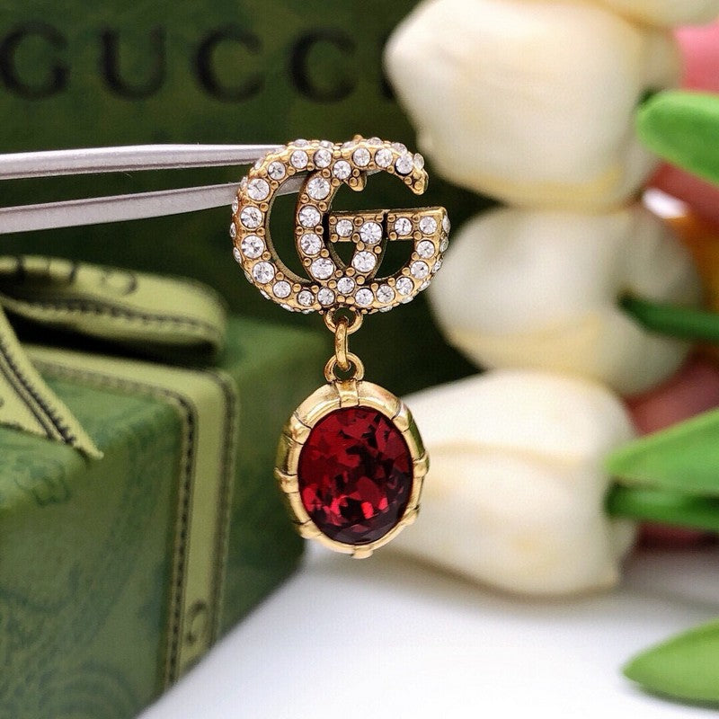 18K Gucci Red Crystal Earrings