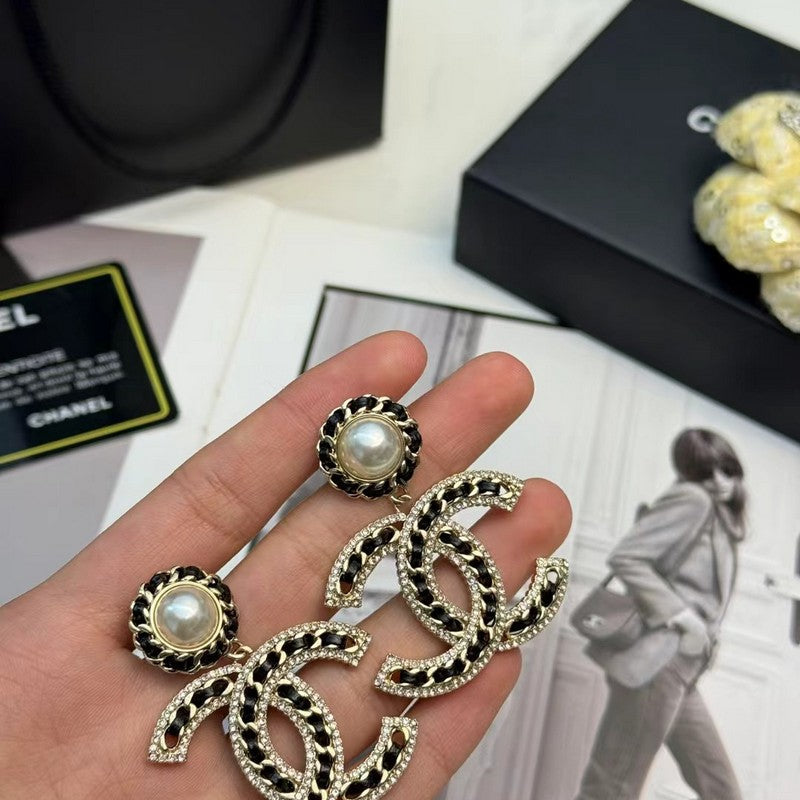 18K Chanel Leather Gold Earrings
