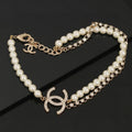 18K Chanel Double Chain Pearls Necklace