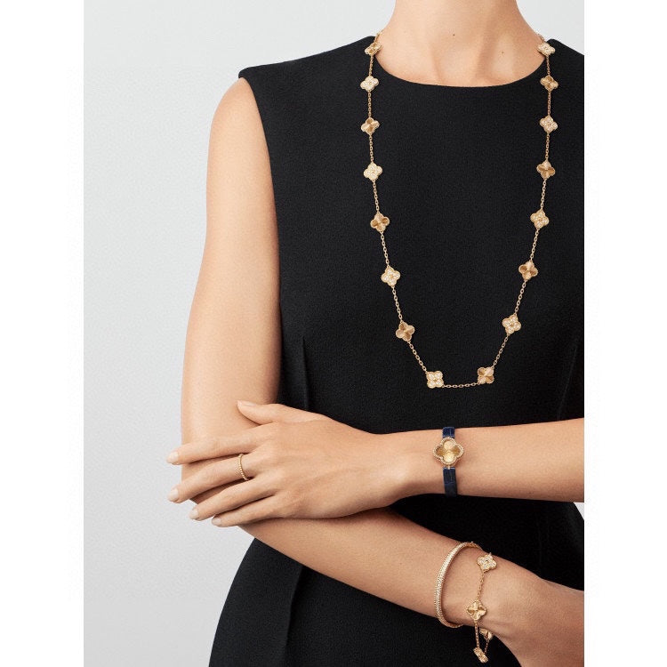 18K Van Cleef & Arpels Vintage Alhambra 20 Motifs Long Necklace