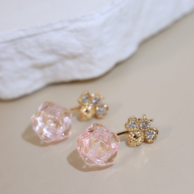 18K Dior Pink Flower Earrings
