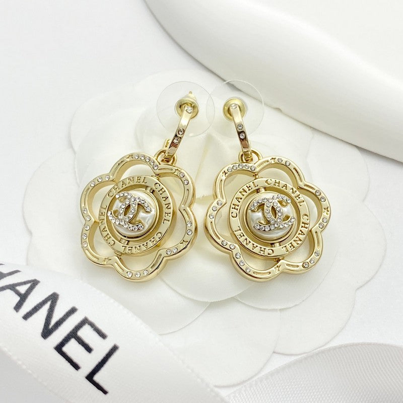 18K Chanel Camellia Gold Earrings