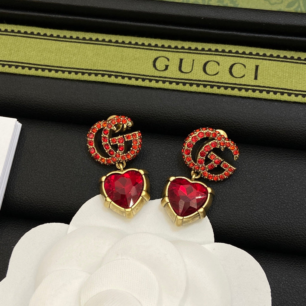 18K Gucci Red Crystal Earrings