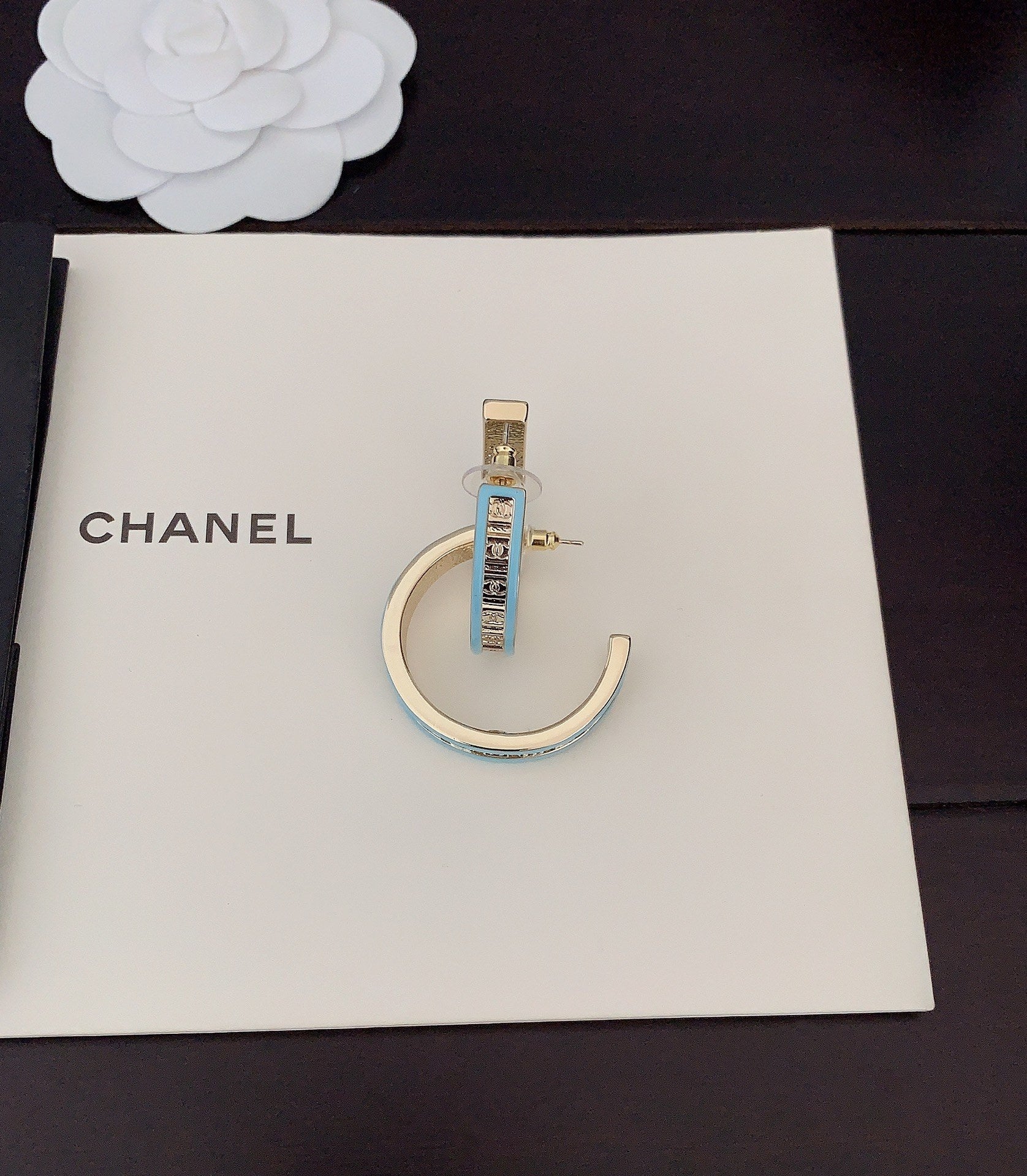 18K Chanel Blue Resin Earrings