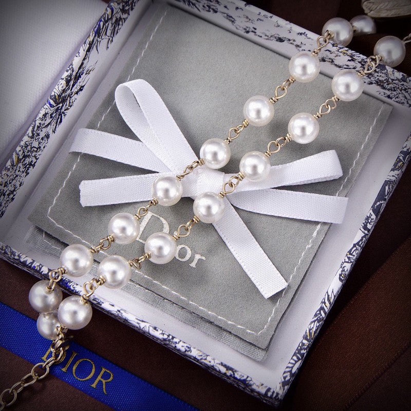 18K Dior Butterfly Pearl Choker Necklace
