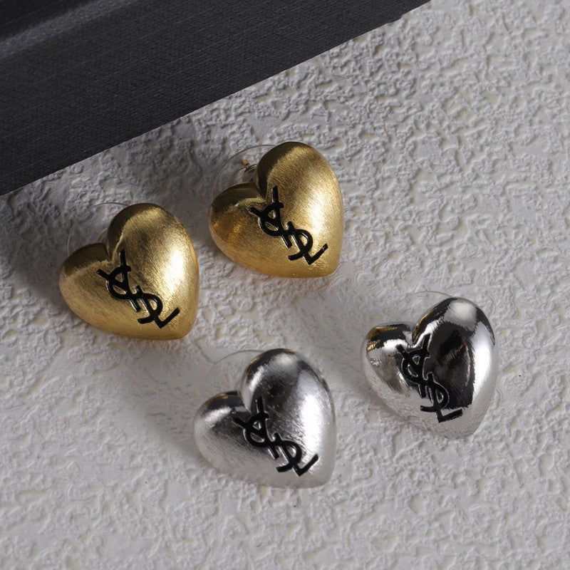 18K YSL Heart Gold Earrings