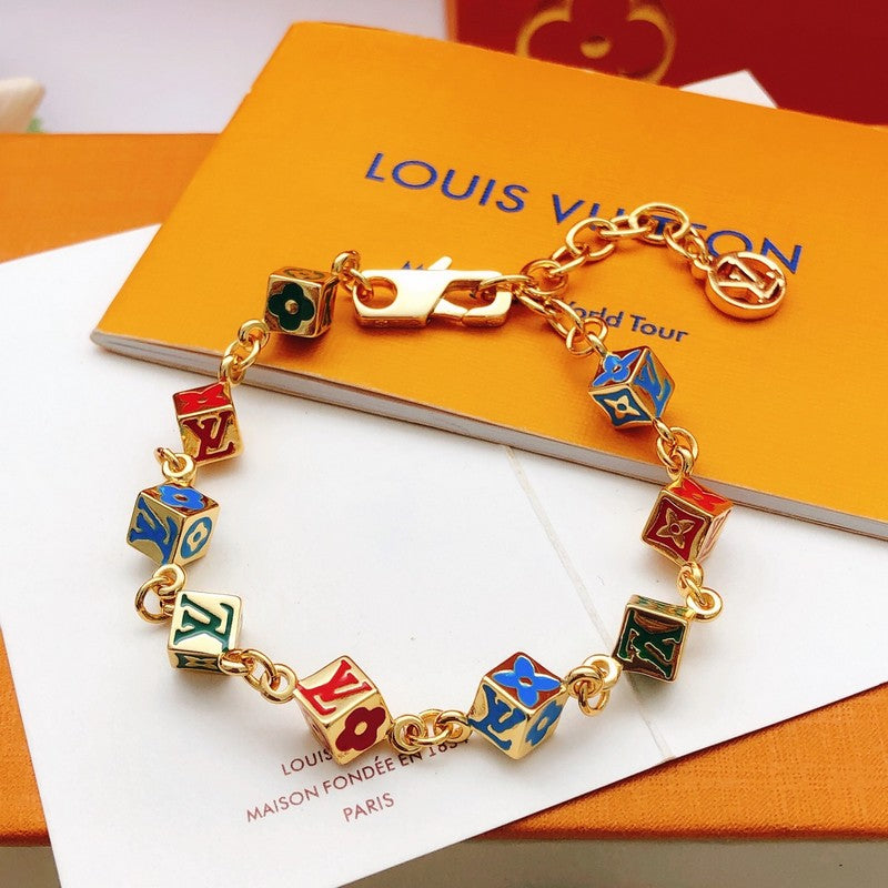 18K Louis Vuitton Color Dice Gold Bracelet