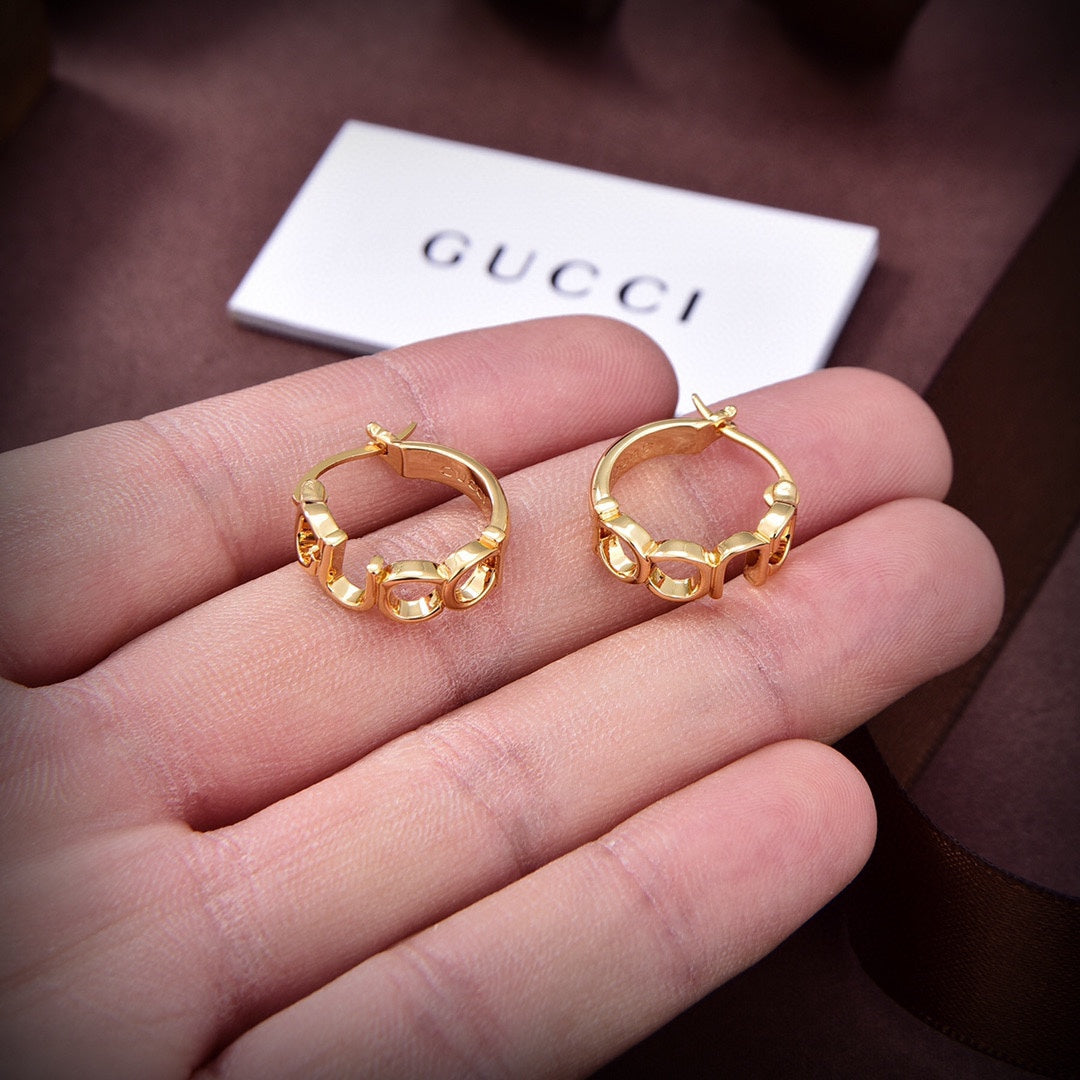18K Gucci Script Earrings