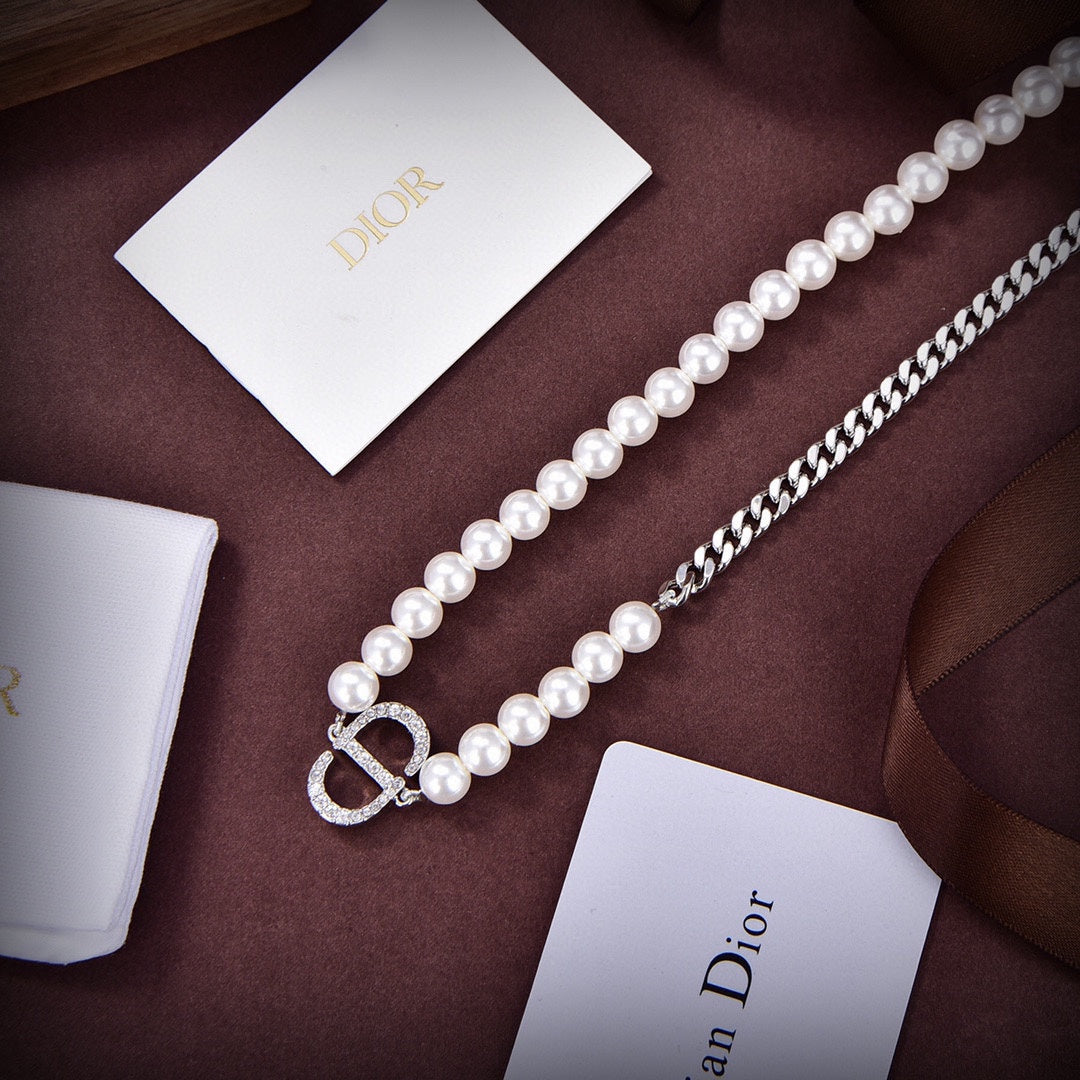 18K Dior Triomphe Gourmette Pearls Necklace