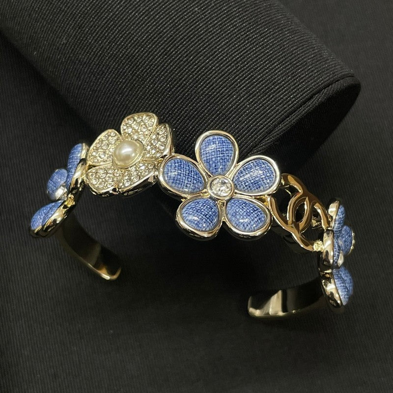 18K Chanel Blue Flower Diamond Cuff Bracelet