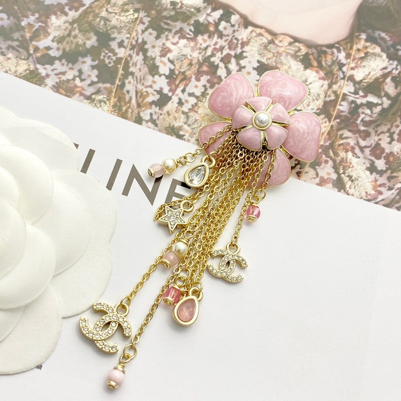 18K Chanel Camellia Tassel Brooch