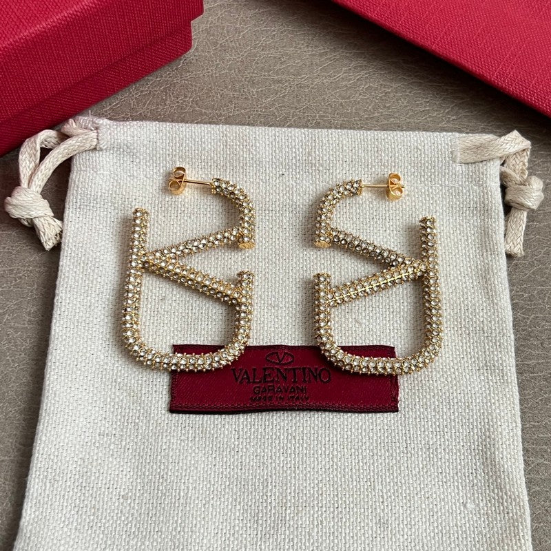 18K Valentino Vlogo Diamond Earrings