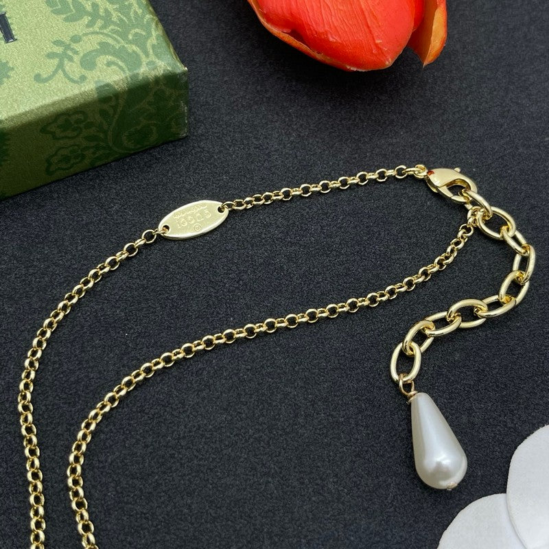 18K Gucci Gold Pearl Drop Necklace