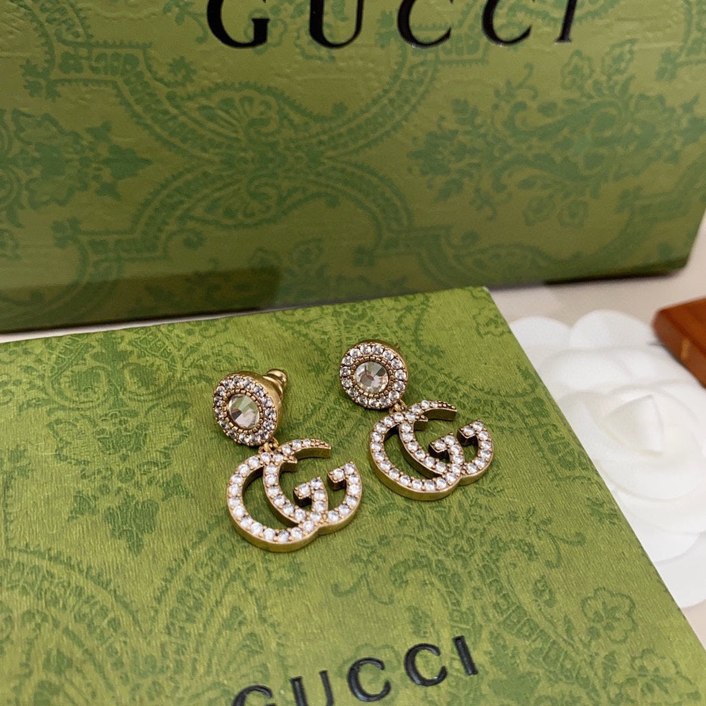 18K Gucci Crystal Pendant Earrings