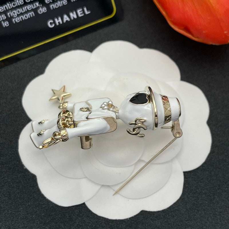 18K Chanel Robot Gabrielle Doll White Brooch