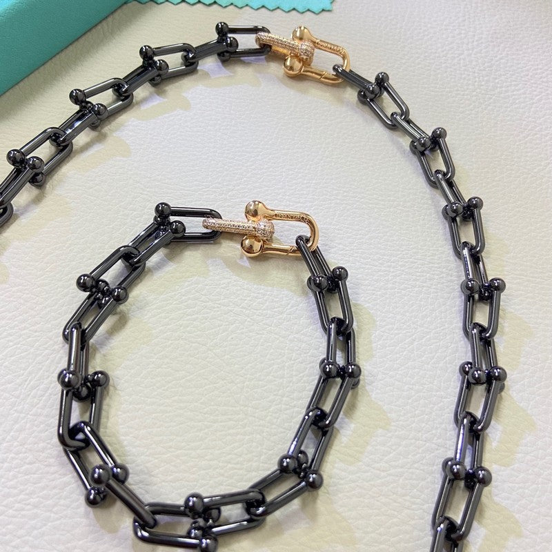 18K Tiffany HardWear Titanium Link Necklaces