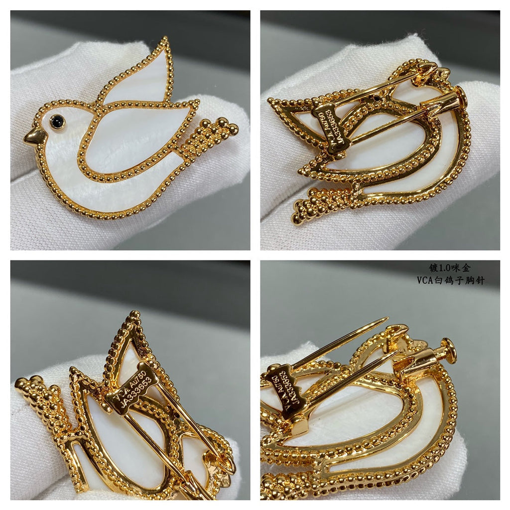 18K Van Cleef & Arpels Lucky Animals Dove Clip Brooch
