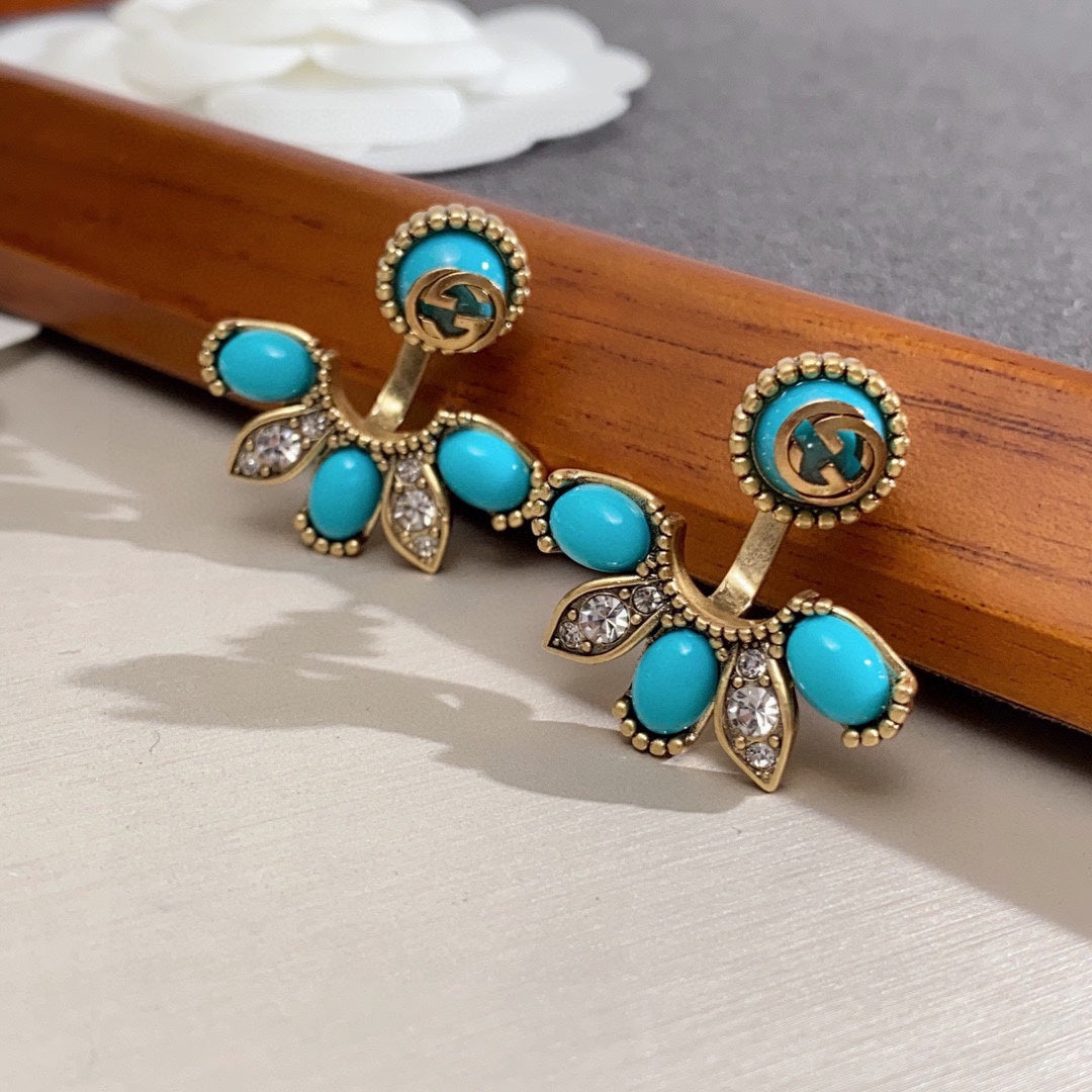 18K Gucci Blue Flowers Earrings