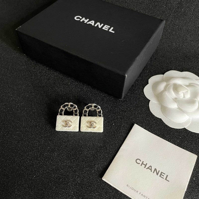 18K Chanel Color Bag Gold Earrings