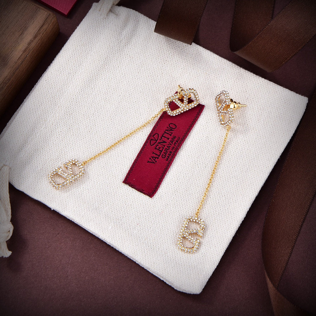 18K Valentino Garavani Crystal Vlogo Signature Earrings