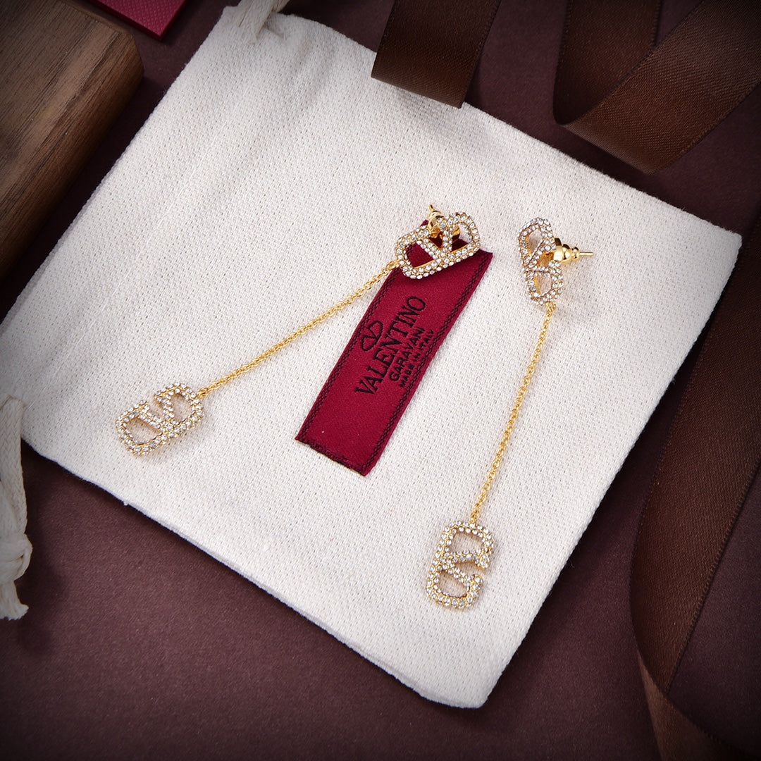 18K Valentino Garavani Crystal Vlogo Signature Earrings