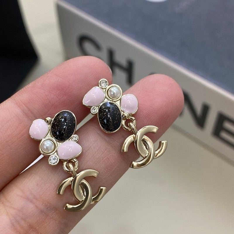 18K Chanel 25K Black & Pink Gold Earrings