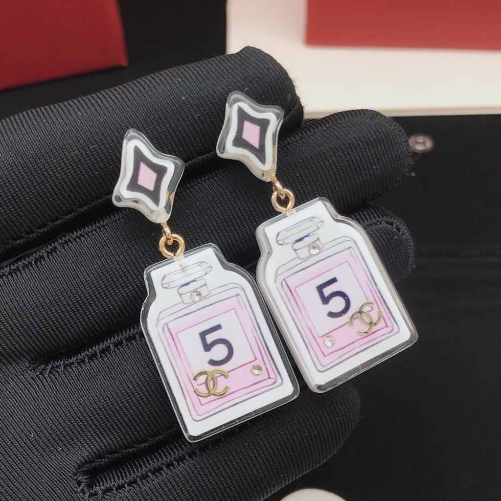 18K Chanel 24C Perfume Bottle Earrings