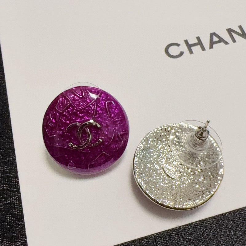 18K Chanel Purple Round Earrings