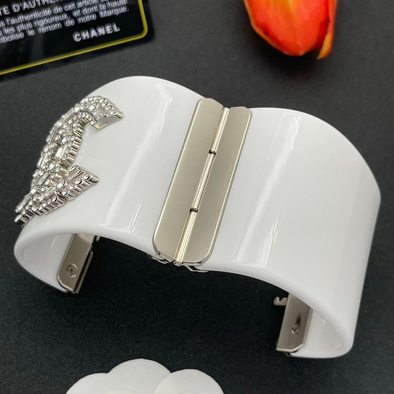 18K Chanel Pearl Diamond White Cuff Bracelet