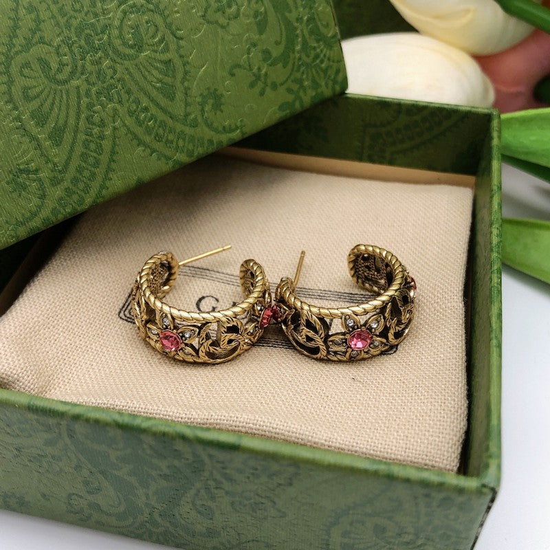 18K Gucci Pink Crystal Earrings