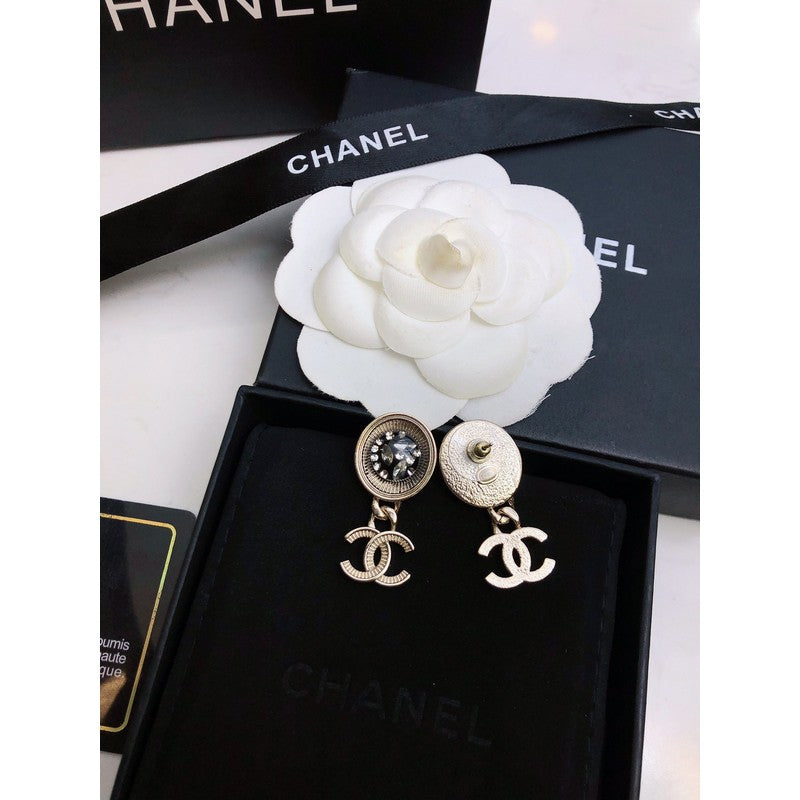 18K Chanel Black Crystal Earrings
