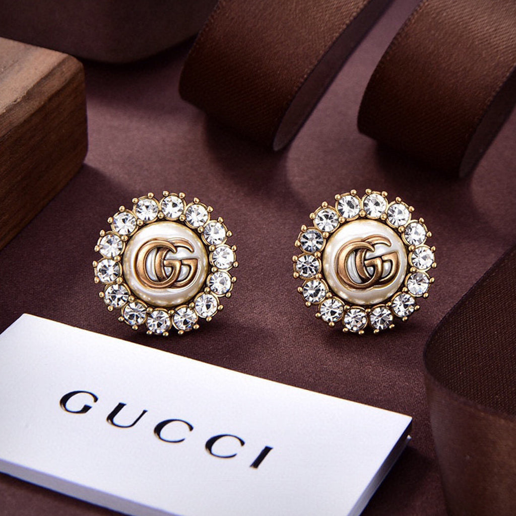 18K Gucci Flower Crystals Earrings