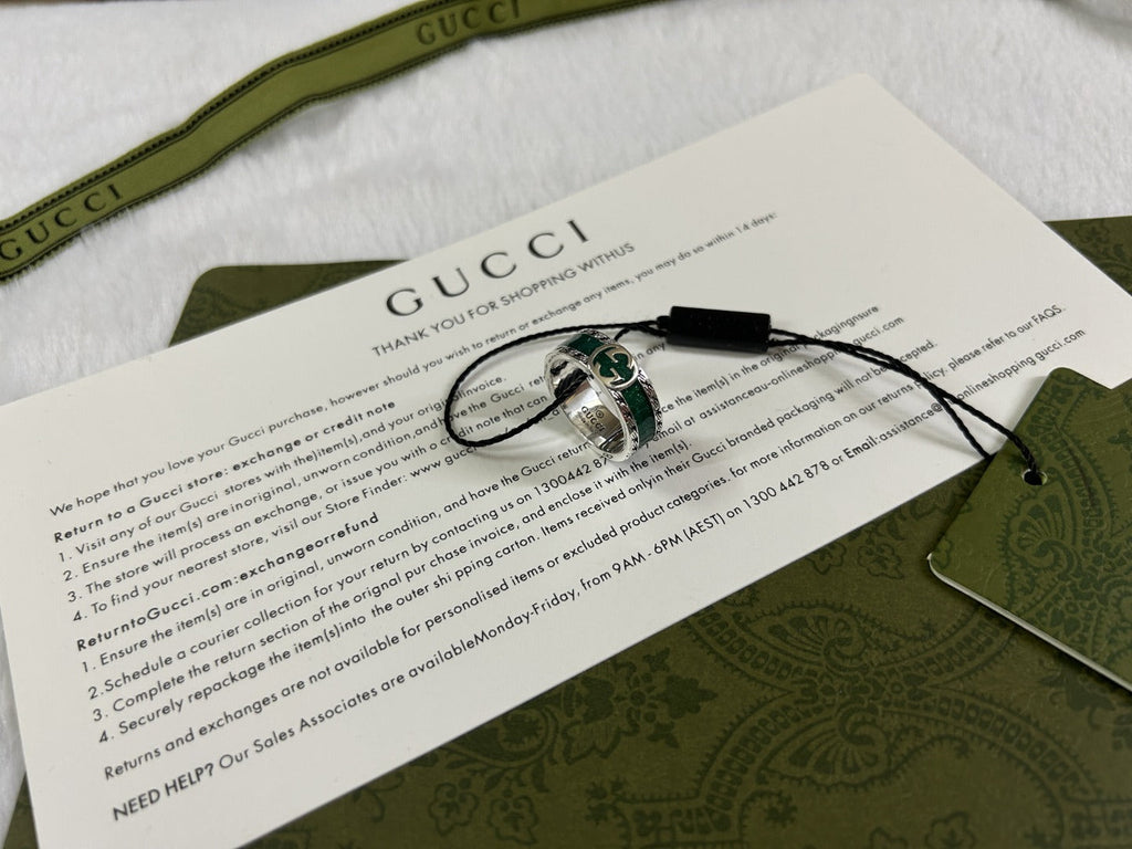 Gucci Interlocking G Turquoise Enamel Ring