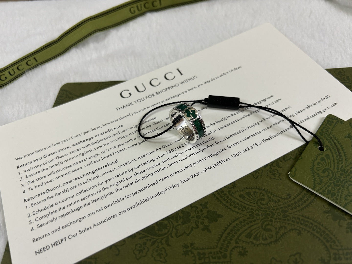 Gucci Interlocking G Turquoise Enamel Ring