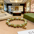 18K Gucci Anger Forest Green Bead Gold Chain Bracelet