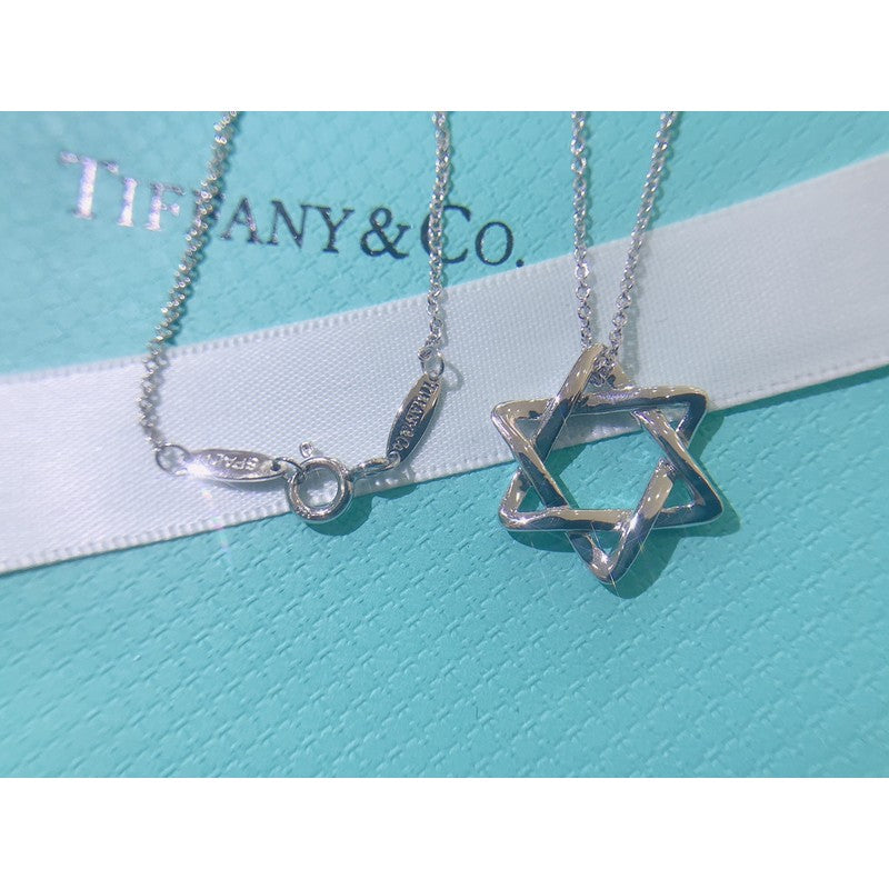 18K Tiffany Star of David Pendant Necklace