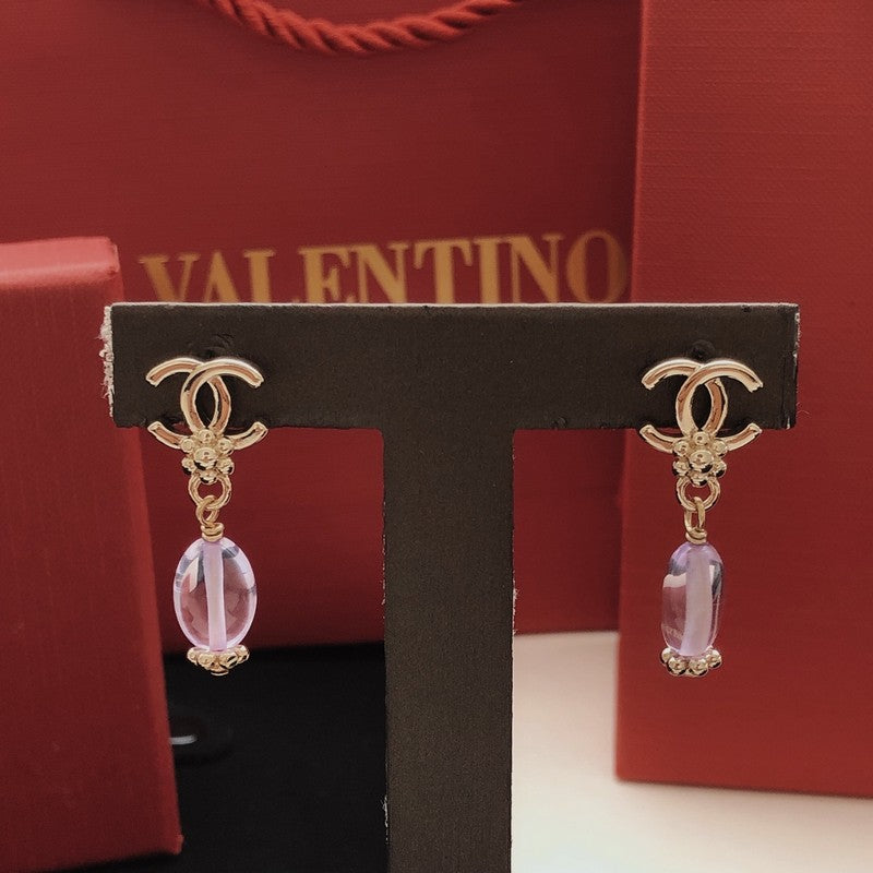 18K Chanel Purple Crystal Drop Earrings