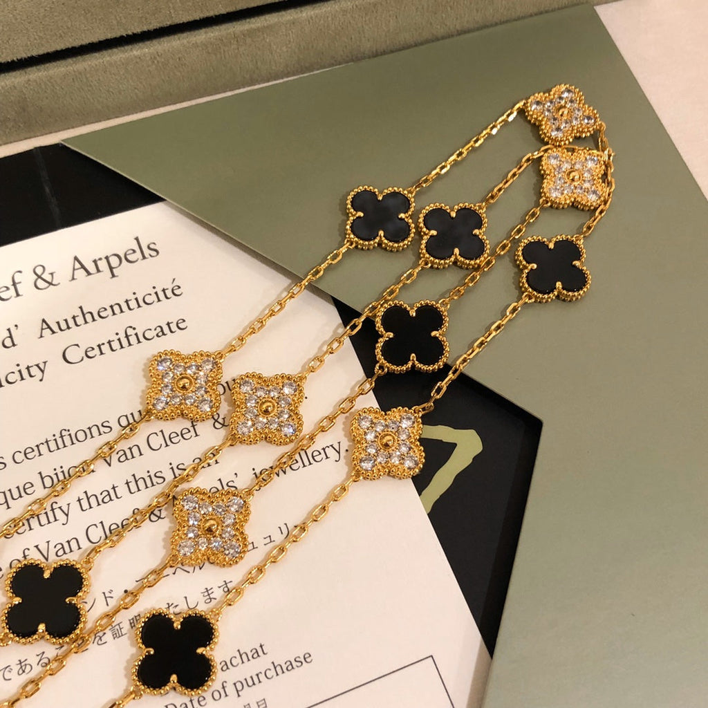 18K Van Cleef & Arpels Vintage Alhambra 20 Motifs Long Necklace